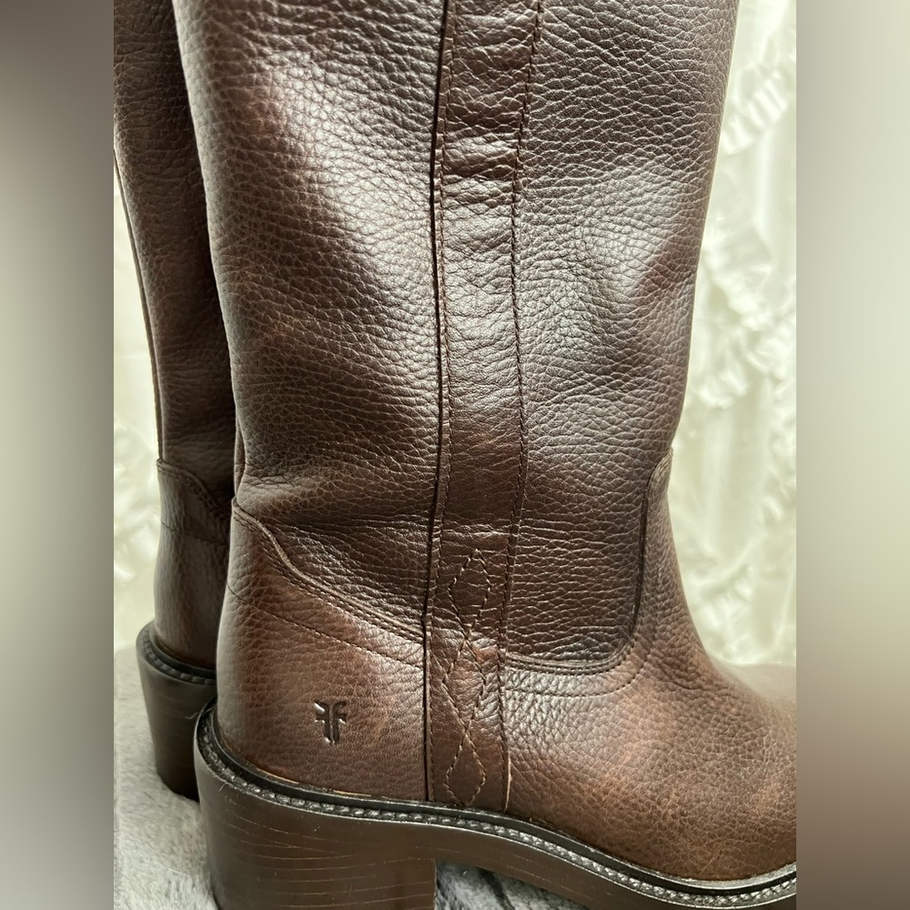 Frye Kate Pull On Tall Boots Dark Brown Pebble Leather NIB - Picture 7 of 15